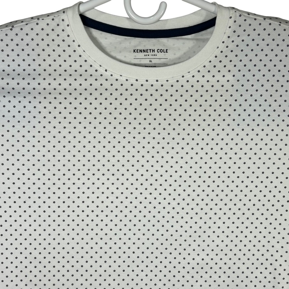 Kenneth Cole New York Mens XL White Star Dot Print Short Sleeve T-Shirt